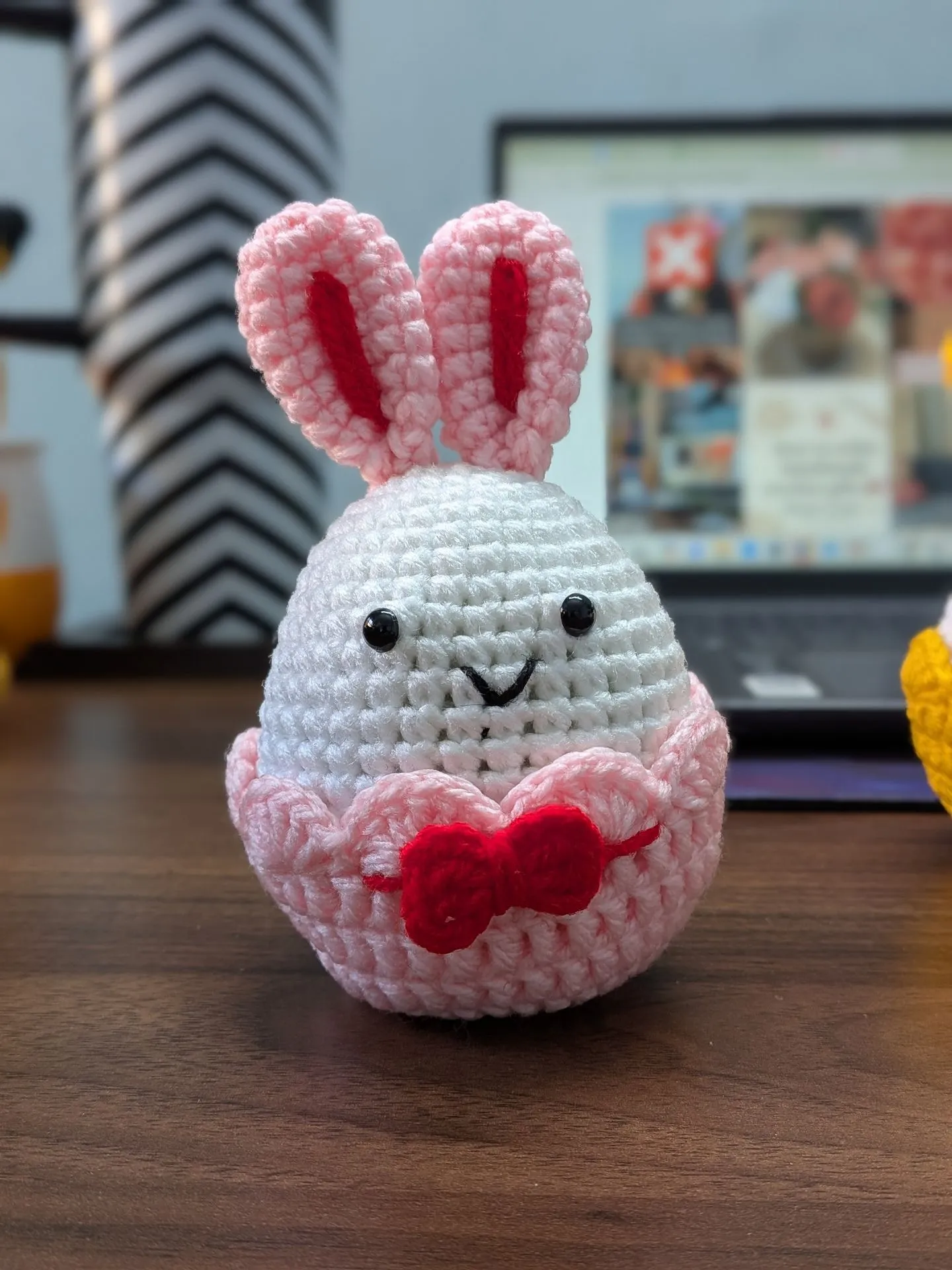 Crochet Bunny in Basket (Pink)