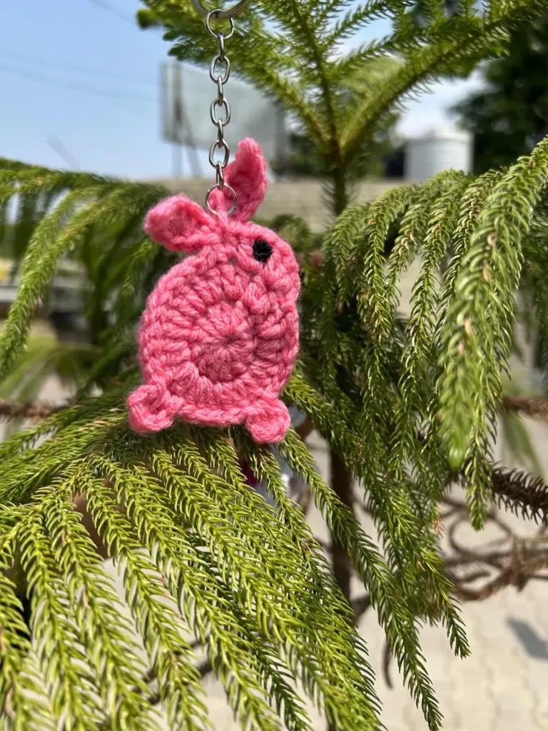 Round Bunny Keychain (Rose Pink)